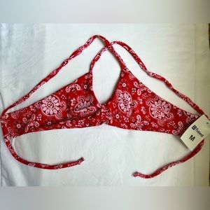NWT FUSED HAWAII Red Bandana Kohanaiki Bikini top size MEDIUM
